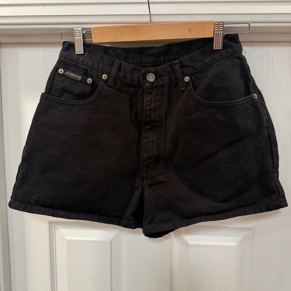Calvin Klein Women’s Denim Shorts Black Size 7 High Waisted Vintage 90s